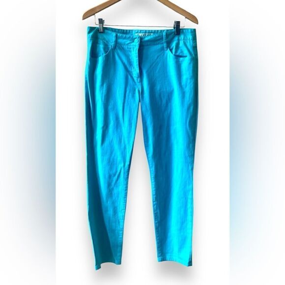 Trina Turk Suki Slim Turquoise Jeans Size 10 Ankle Flattering - Picture 1 of 12